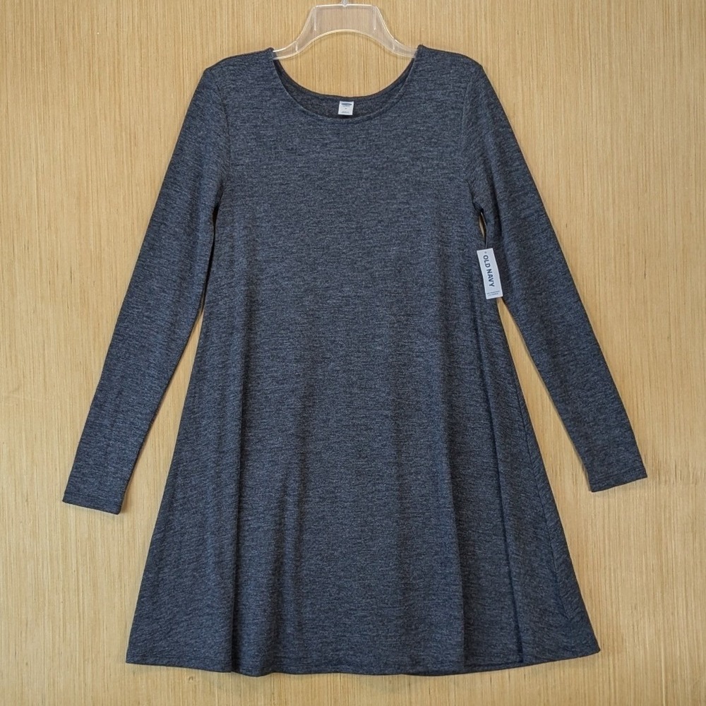 Old Navy Women Minimalist Basics Fit & Flare Swing Dress Gray Heather Medium NWT